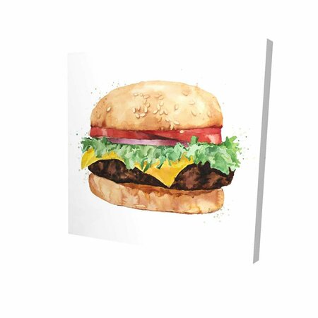 FONDO 16 x 16 in. Watercolor All Dressed Cheeseburger-Print on Canvas FO2787291